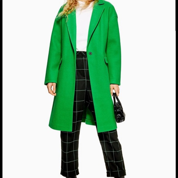 Topshop Green Relaxed Trench Coat 